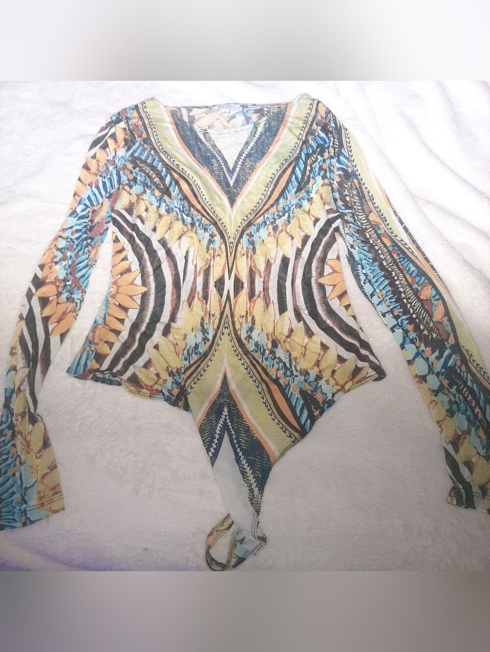 Graphic Print Mesh Bodysuit Size Large